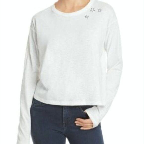 rag & bone Cotton Scribble Star Tee white size 12 - Picture 4 of 7